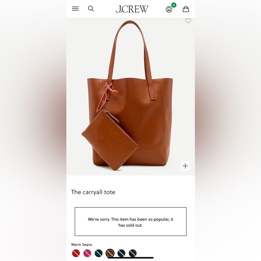 NWT J.Crew The Carryall Leather Tote Bag - Tan
